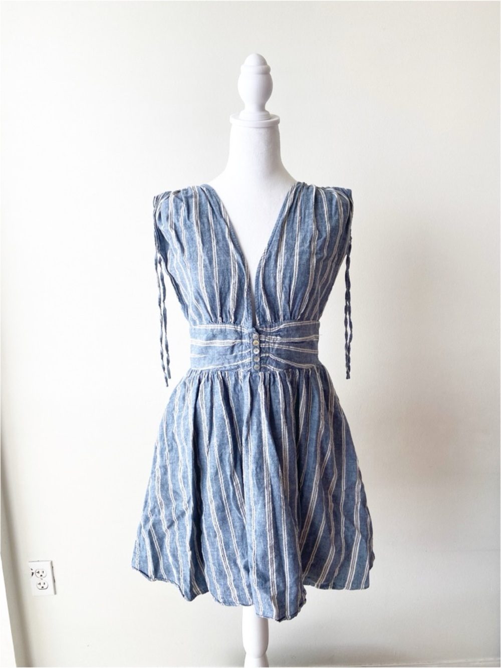 Free People Blue & White Striped Dress Size S